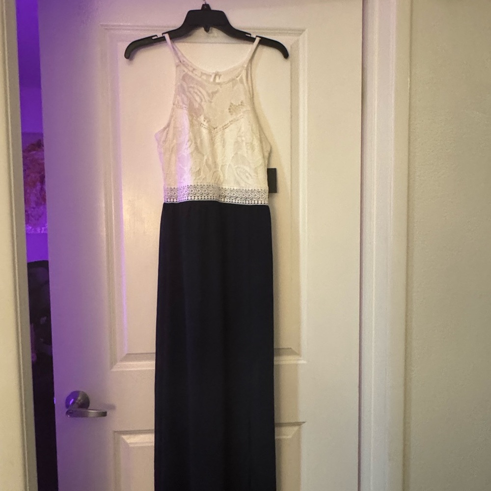 Elegant Black and White Lace Dress